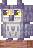A pixelated purple eagle owl
